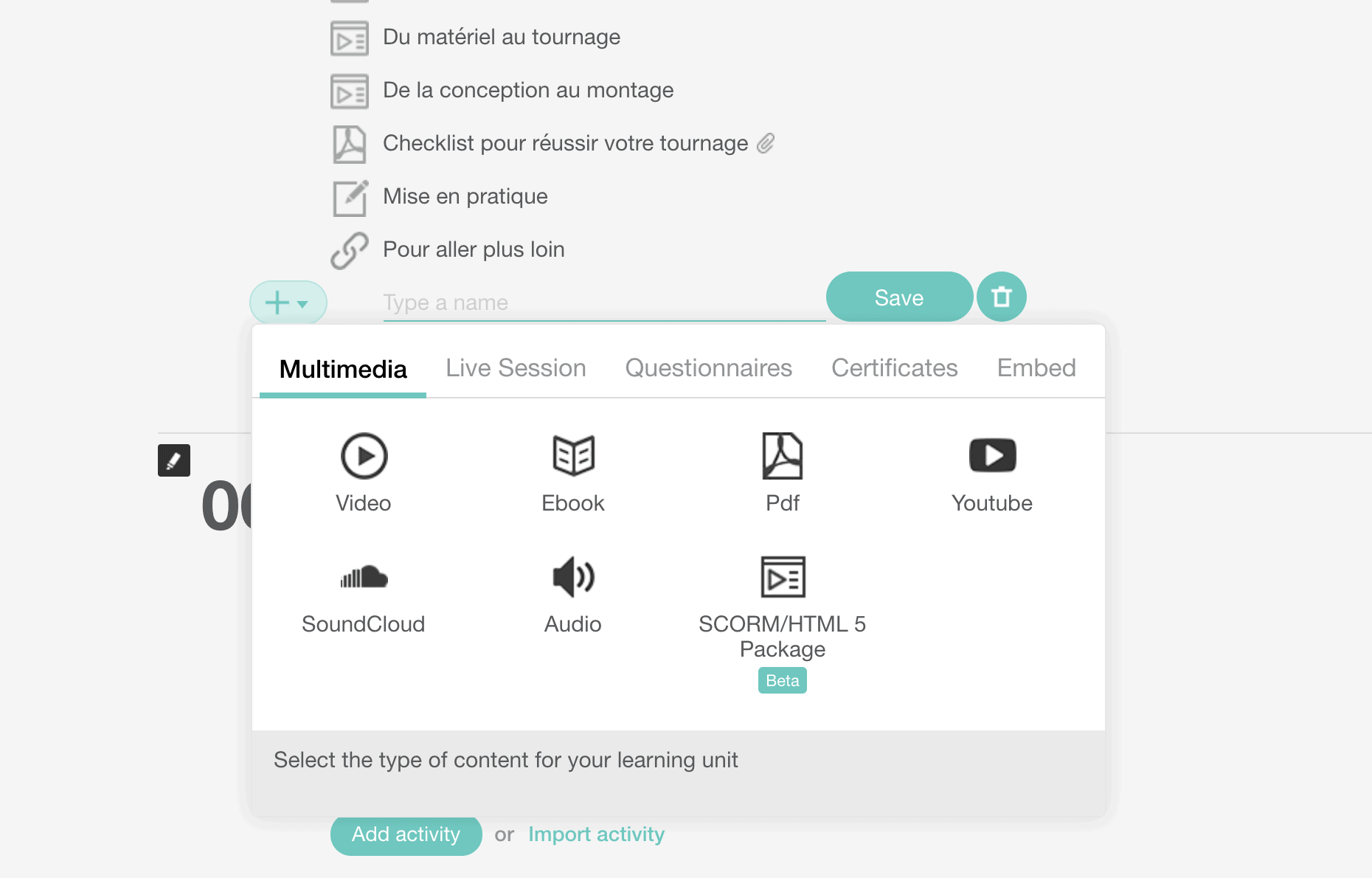 Aperçu learnworld backoffice