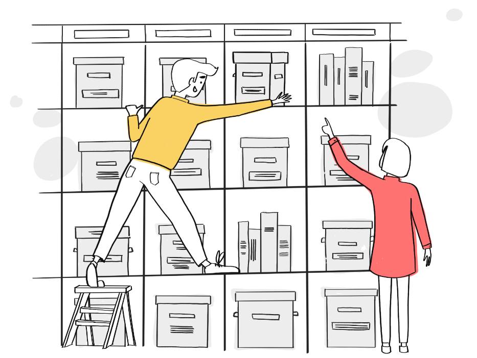 Illustration de formation e-learning sur étagère