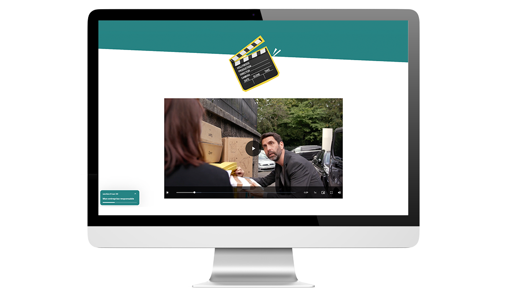 Exemples d’images du module Responsabilité Numérique des Entreprises, réalisé pour DGDERI, sur ordinateur