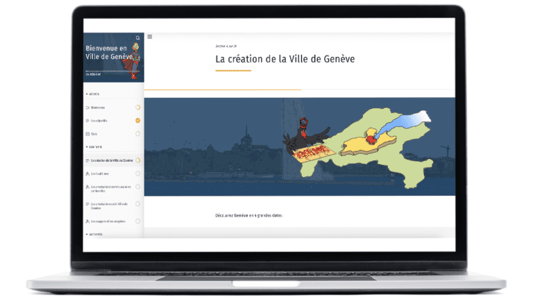 Exemples d’images du module Programme d’accueil, réalisé pour la Ville de Genève, sur ordinateur