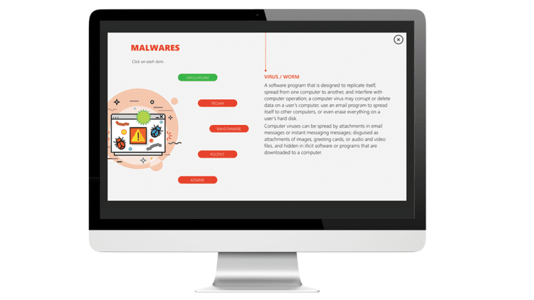 Exemples d'activité du module Sécurité de l'information - les essentiels réalisé pour Elca, sur un ordinateur.
