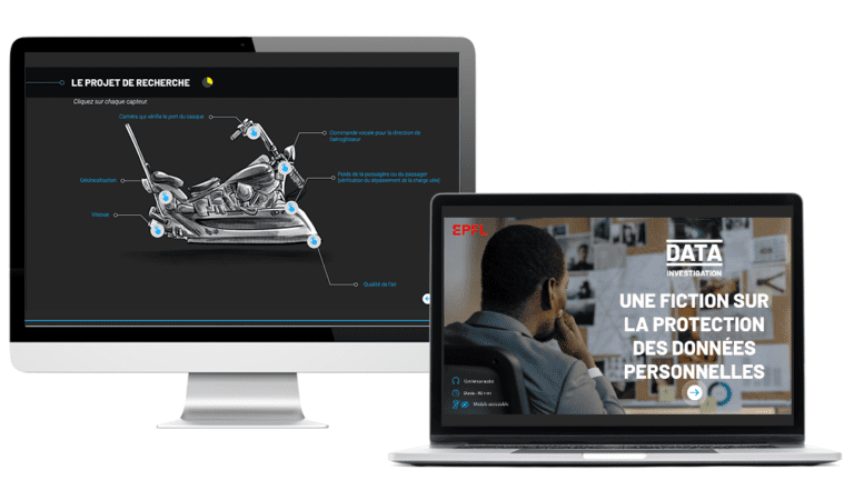 Exemples d’images du module La protection des données personnelles, réalisé pour l'EPFL, sur ordinateur