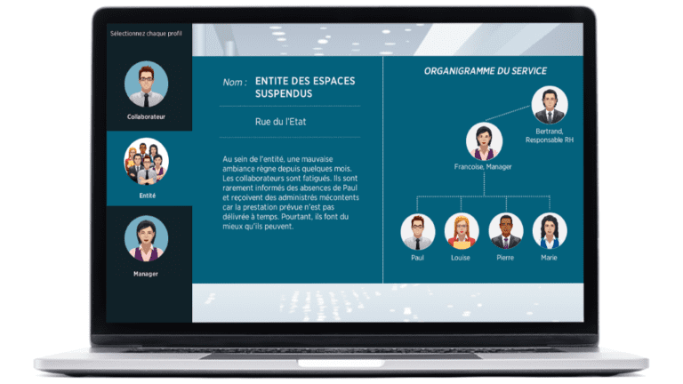 Examples of images from the absence management module created for the State of Geneva, on a laptop.