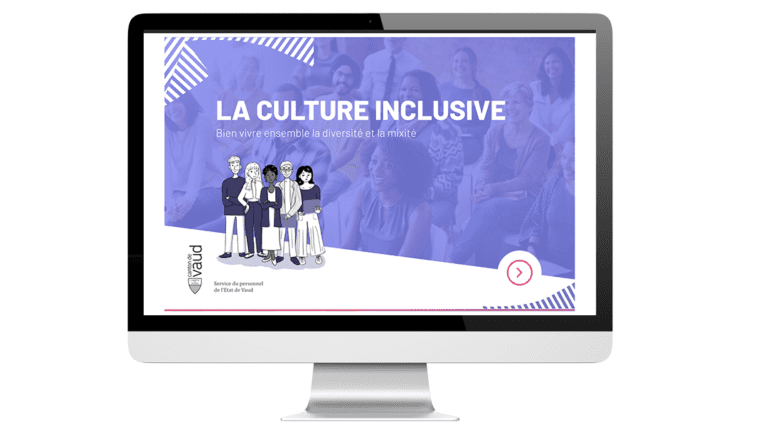 Exemples d’images du module Vivre une culture inclusive, réalisé pour l’État de Vaud, sur ordinateur