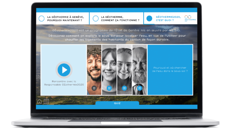 Examples of images of the geothermal module 2020, realized for the industrial services of Geneva, on a computer.