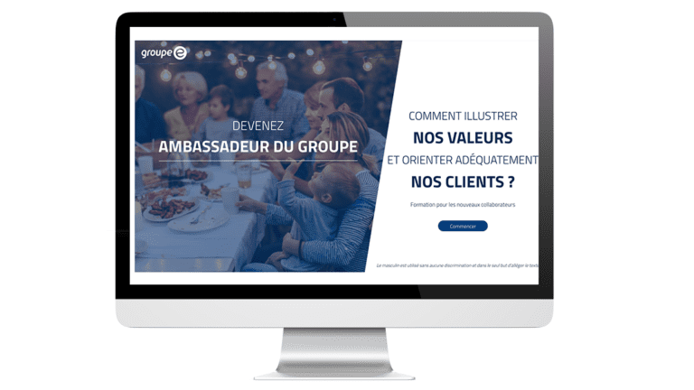 Exemples d’images de titre du module programme d'accueil réalisé pour Groupe E, sur un ordinateur.