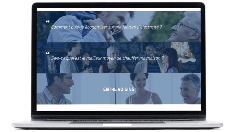 Exemples d’images de menu du module programme d'accueil réalisé pour Groupe E, sur un ordinateur portable.