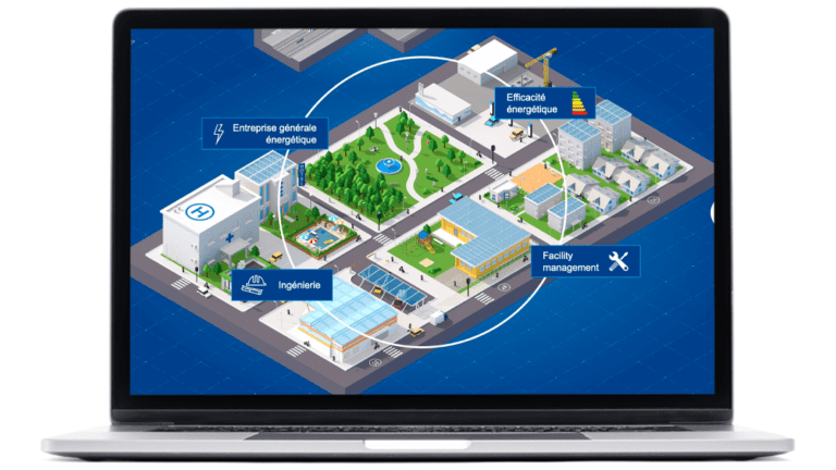 Exemples d’images du module programme d'accueil réalisé pour Groupe E, sur un ordinateur portable.