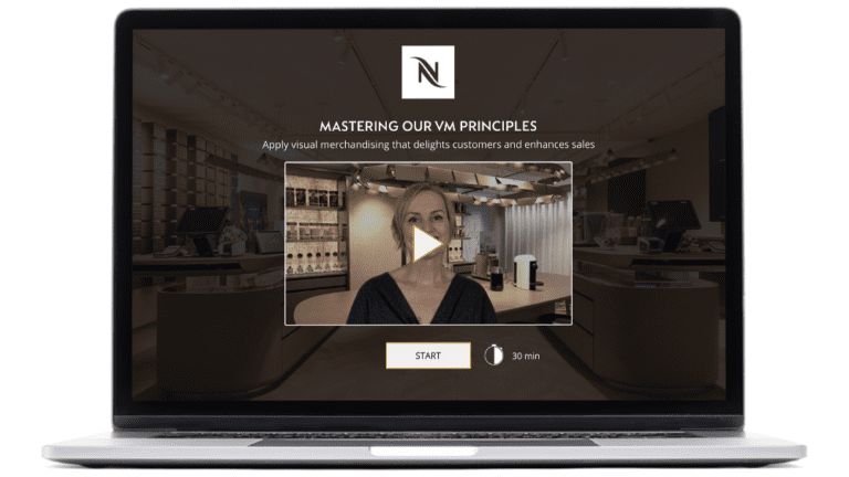 Exemples d’images du module Visual Merchandising réalisé pour Nespresso, sur un ordinateur portable.