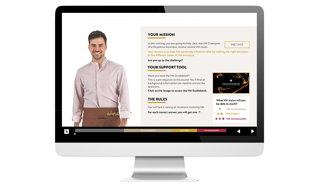 Exemples d’images du module Visual Merchandising réalisé pour Nespresso, sur un ordinateur.