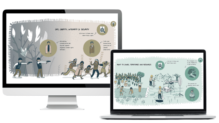 Exemples d’images du module Droits des peuples autochtones, réalisé pour OHCHR, sur ordinateur