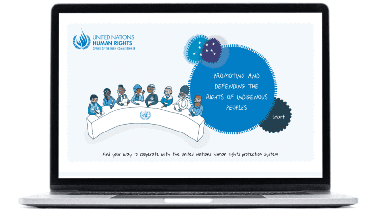 Exemples d’images du module Droits des peuples autochtones, réalisé pour OHCHR, sur ordinateur