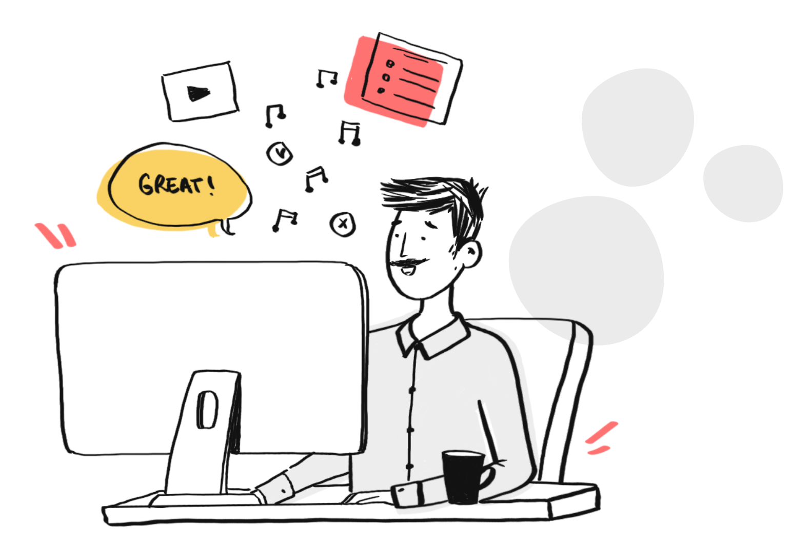 Client à son ordinateur découvrant sa formation Elearning