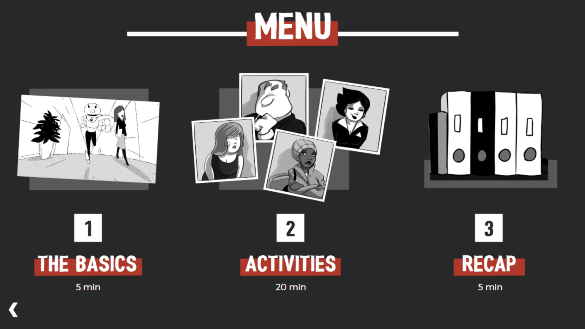 Images example of elearning module Prevention of sexual harassment, created for the State of Geneva